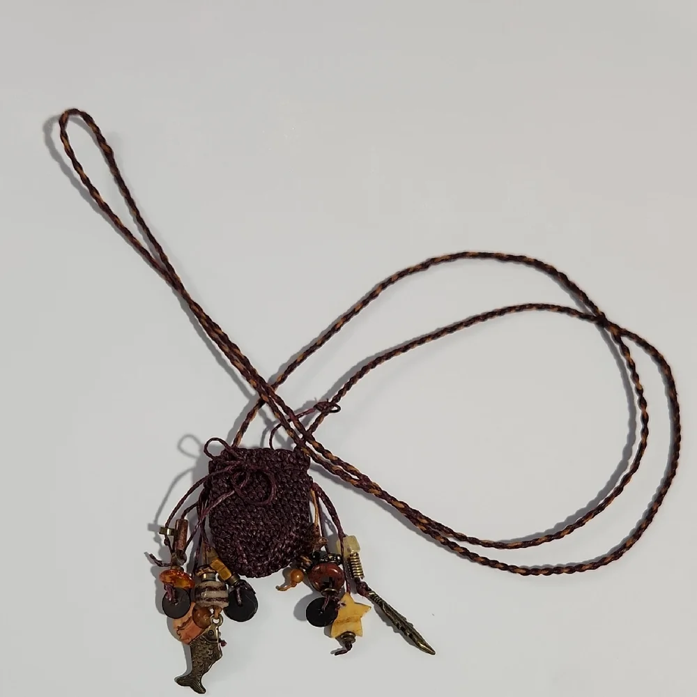 Hand Crafted Brown Necklace with Charms